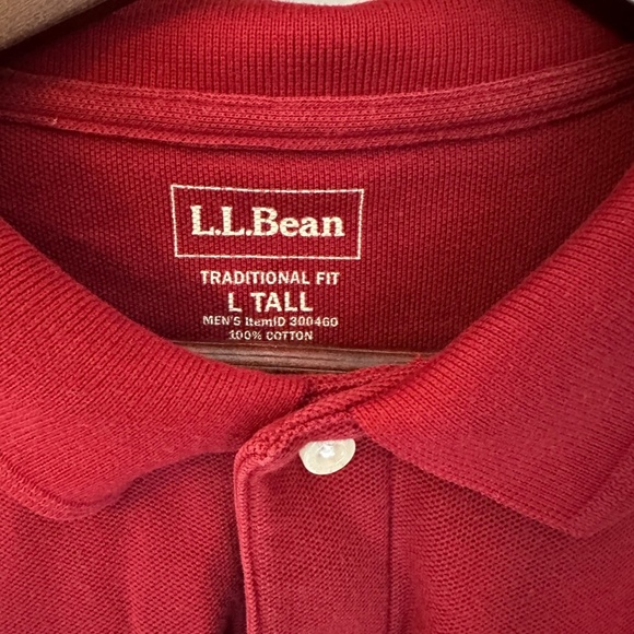 LL Bean Men’s Long Sleeve Polo — Red | Size Large Tall - Picture 3 of 5
